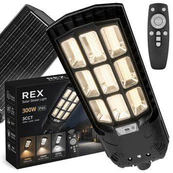 Вуличний LED-світильник на сонячній батареї MasterLED REX 300W, з пультом та датчиком руху, IP65, 3 кольори світла 0354 фото