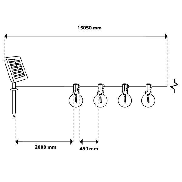 Солнечная садовая декоративная гирлянда 30 LED-фонариков +2шт в подарок, 15.05м, теплый свет 2700K, IP44, с пультом, зарядка USB, Lumiled Callis2 LUMSOL0045 фото
