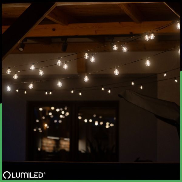 Солнечная садовая декоративная гирлянда 30 LED-фонариков +2шт в подарок, 15.05м, теплый свет 2700K, IP44, с пультом, зарядка USB, Lumiled Callis2 LUMSOL0045 фото