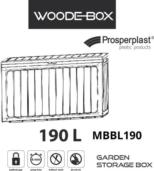 Садовий ящик для зберігання Boardebox 190 л, темно-сірий, Prosperplast MBBL190-S433 фото
