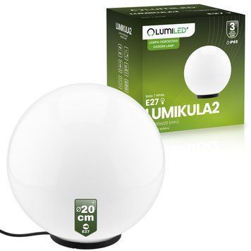 Садовий скляний світильник-куля Lumiled Lumikula2 20 см E27 IP65 &mdash; від мережі, захищений від води та пилу LUMOGR0906 фото