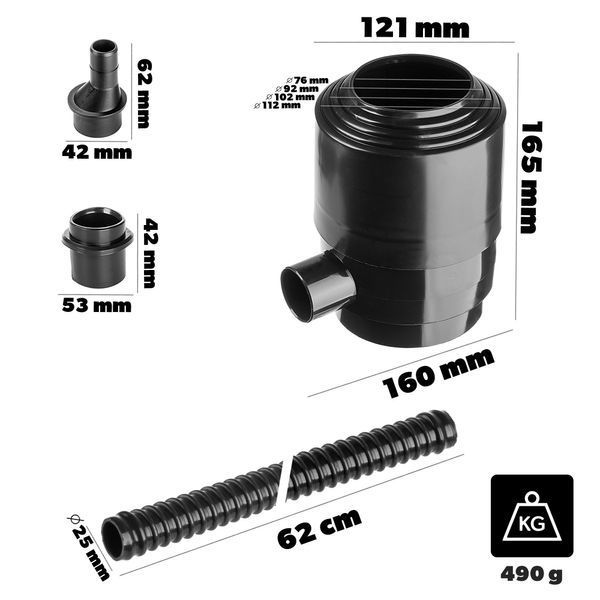 Універсальний комплект збору дощової води Gutter Filter Set IFILWS з фільтром &Oslash;75&ndash;120 мм Prosperplast IFILWS фото