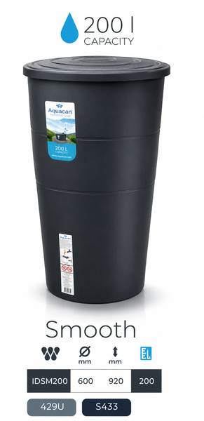 Резервуар для дождевой воды Prosperplast Smooth 200л, антрацитовый IDSM200-S433 фото