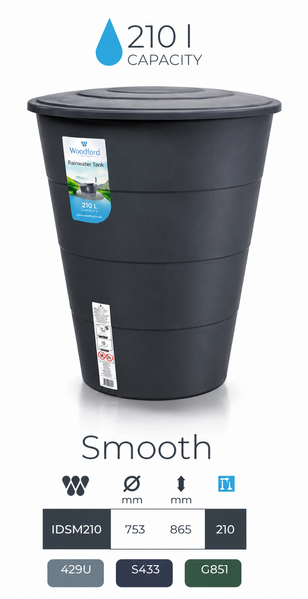Резервуар для дощової води Prosperplast Smooth 210л, антрацитовий IDSM210-S433 фото