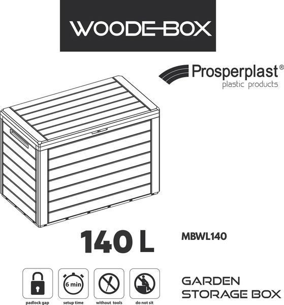 Садовий ящик для зберігання Woodebox 140 л, темно-сірий, Prosperplast MBWL140-S433   фото