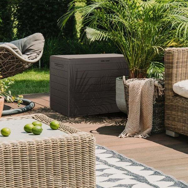 Садовий ящик для зберігання для тераси Woodebox 280 л, коричневий Prosperplast MBWL280-440U фото