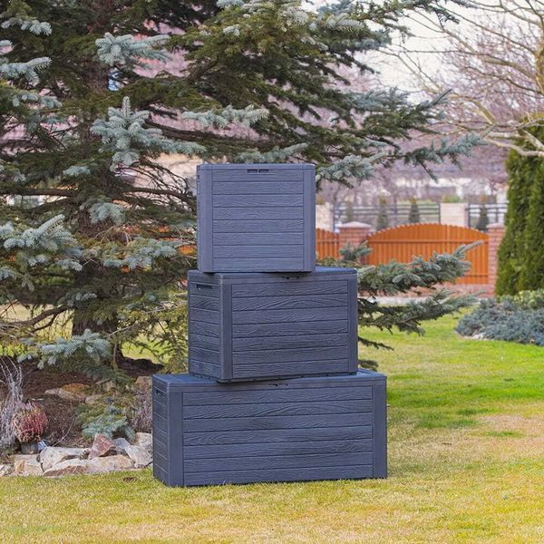 Садовий ящик для зберігання для тераси Woodebox 280 л, коричневий Prosperplast MBWL280-440U фото