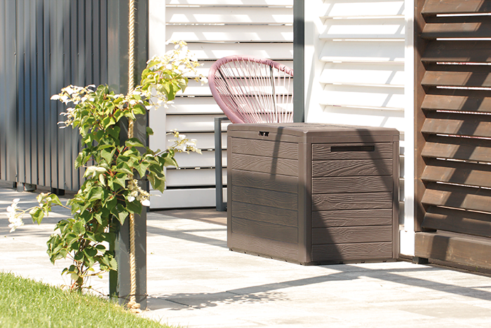 Садовий ящик для зберігання для тераси Woodebox 280 л, коричневий Prosperplast MBWL280-440U фото