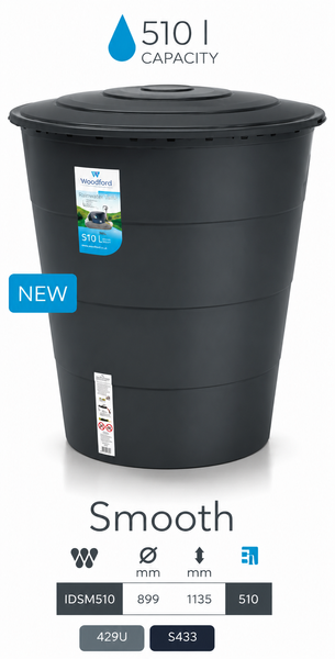 Резервуар для дощової води Prosperplast Smooth 510л, антрацитовий IDSM510-S433 фото