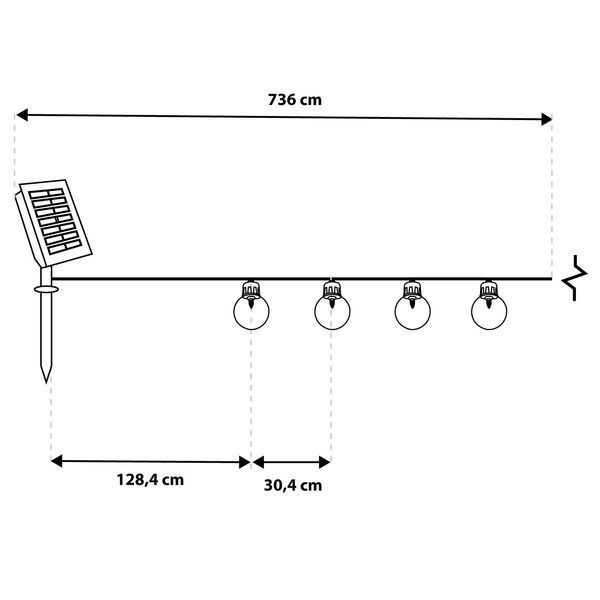 Садова сонячна LED гірлянда Lumiled GLADI 3, 20 лампочок, 7,36м, тепле світло 3000K, IP44 LUMSOL0150 фото