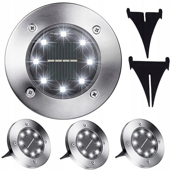 Солнечная лампа LED Terra 8 LED для сада, светильник на солнечной батарее, форма диск, набор 4шт 5146К фото