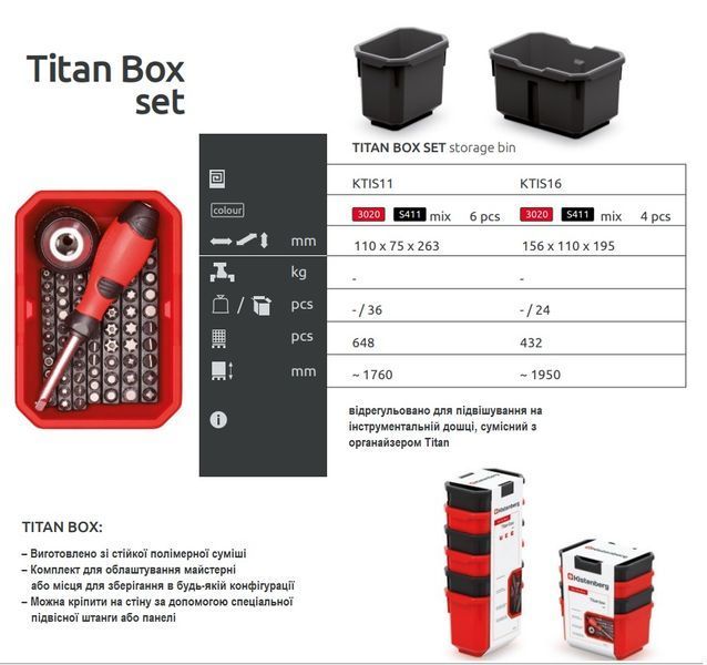 Набор контейнеров TITAN BOX KTIS11, 6шт 110&times;75&times;90 мм Kistenberg  KTIS11 фото
