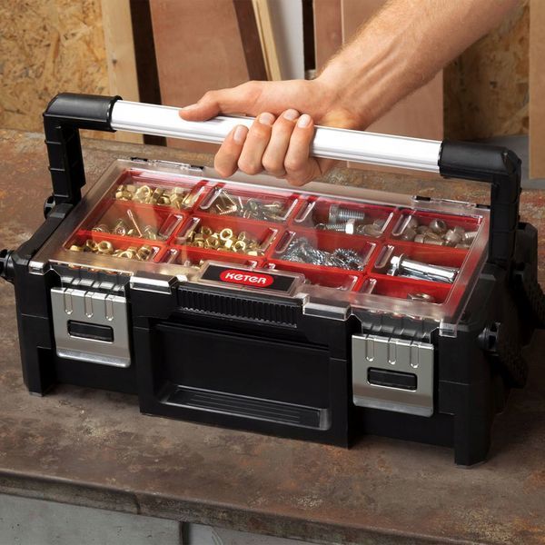 Ящик-органайзер Keter Cantilever Organizer 18" с 18 съемными контейнерами и двухуровневым открыванием 237006 фото