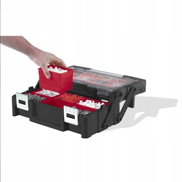Ящик-органайзер Keter Cantilever Organizer 18" с 18 съемными контейнерами и двухуровневым открыванием 237006 фото