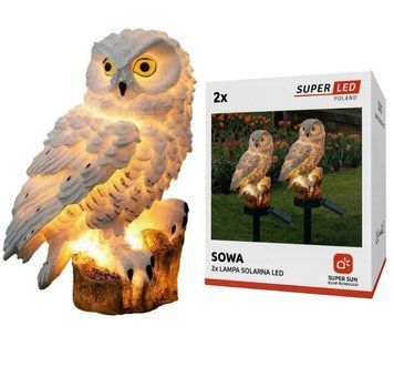 2шт  Садовая декоративная солнечная лампа-сова LED с датчиком сумерек, SuperLED 5258.2 фото