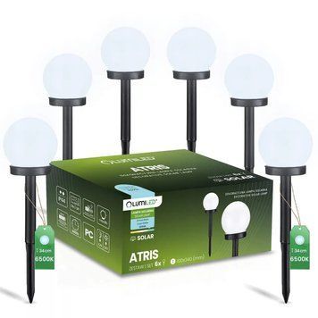 Набор садовых LED-шаров 10см на солнечной батарее 6шт &mdash; Lumiled Atris, холодный свет 6500K, IP44 LUMSOL1010 фото