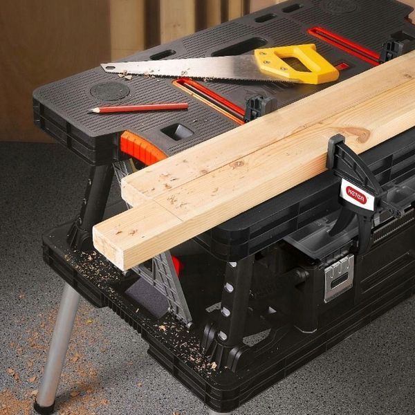 Складаний стіл-верстак Keter Folding Work Table Pro з 2 струбцинами 85&times;55&times;75,5 см 237005 фото