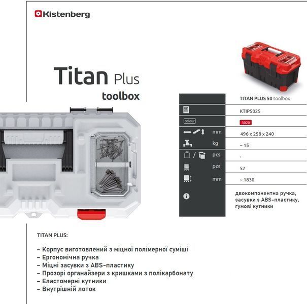 УЦІНКА! Ящик для інструментів Kistenberg Titan Plus KTIP5025 (з тріщиною, не впливає на функціонал) KTIP5025-3020 фото