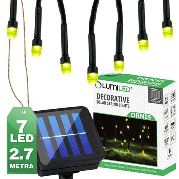 Декоративна сонячна гірлянда Lumiled ORNIS 7 LED-діодів &mdash; ефект &ldquo;світлячків&rdquo;, тепле світло 3000K, IP44 LUMSOL0025 фото