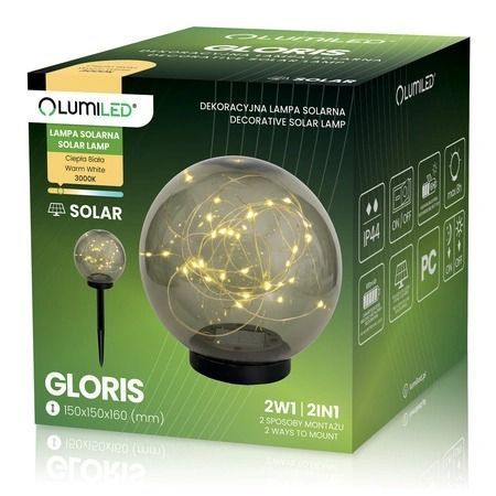 Садовый светильник-шар на солнечной батарее Lumiled GLORIS, 15 см, 3000K, IP44 LUMSOL1116 фото