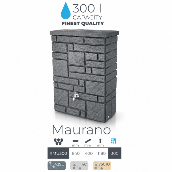 Резервуар для дощової води Prosperplast Maurano 300 л, світло-сірий RMU300-429U фото