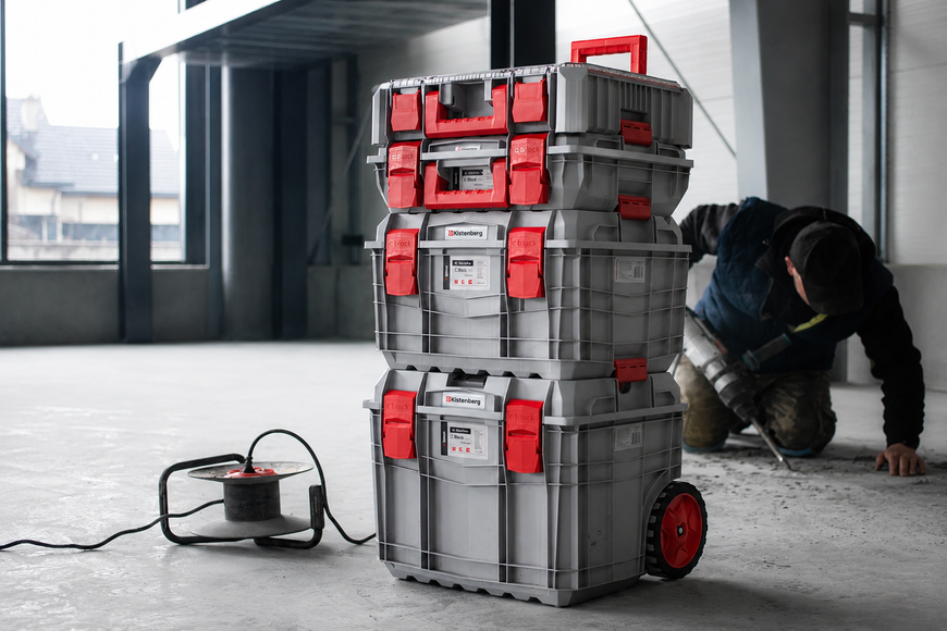 Посилена мобільна скриня-візок для інструментів Kistenberg C Block Pro Trolley 40" на колесах 450x380x380 мм + ручка KXC454040-4C фото
