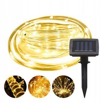 Садовая гирлянда на солнечной батарее MasterLED 12 м, 100 LED, теплый белый свет, датчик сумерек 5004 фото