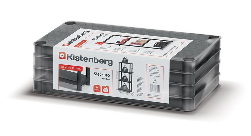 Стелаж на 4 полиці Kistenberg STACKARO SOLID KSS60L4 &mdash; 131,5&times;60&times;30 см, навантаження до 185 кг KSS60L4 фото