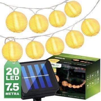 Декоративна сонячна гірлянда Lumiled  Risa &mdash; 20 LED-ліхтариків, довжина 7,59 м, тепле біле світло 3000 K, IP44, вбудований датчик сутінків LUMSOL0090 фото