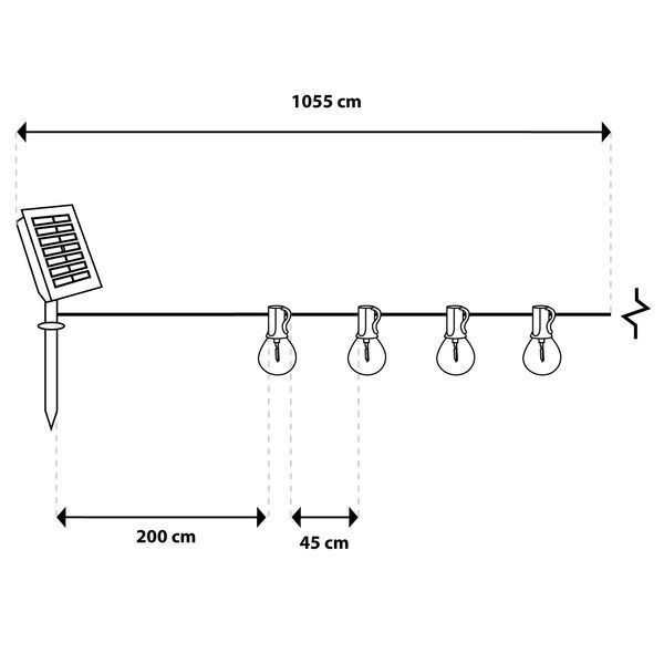 Солнечная садовая LED гирлянда Lumiled CALLIS2 10,55 м, 20 лампочек-шариков, с пультом ДУ, зарядка USB-C, теплый свет 2700K, IP44 LUMSOL0040 фото