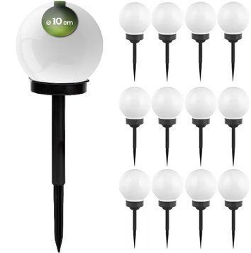 Набор белых садовых LED-шаров 10см на солнечной батарее 12шт &mdash; Lumiled Atris, холодный свет 6500K, IP44 LUMSOL1010.2 фото