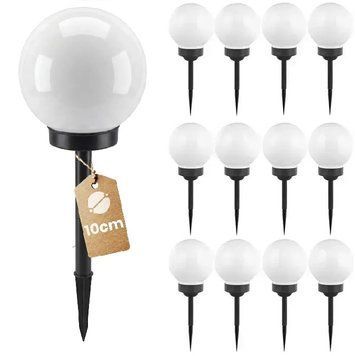 Набір білих садових LED‑куль 10 см на сонячній батареї 12 шт &mdash; SmartLED, холодне світло 6500 K, IP44 7206.12 фото