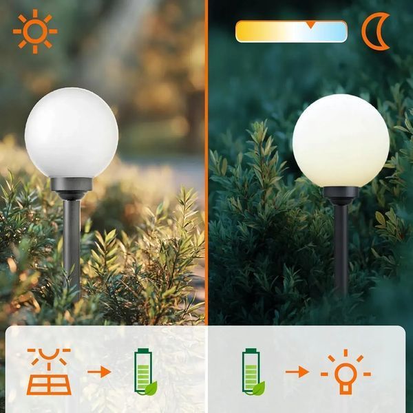 Набор белых садовых LED-шаров 10см на солнечной батарее 12шт &mdash; SmartLED, холодный свет 6500K, IP44 7206.12 фото