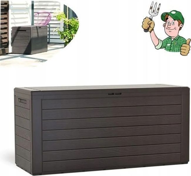 Садовий ящик для зберігання для тераси Woodebox 280 л, коричневий Prosperplast MBWL280-440U фото
