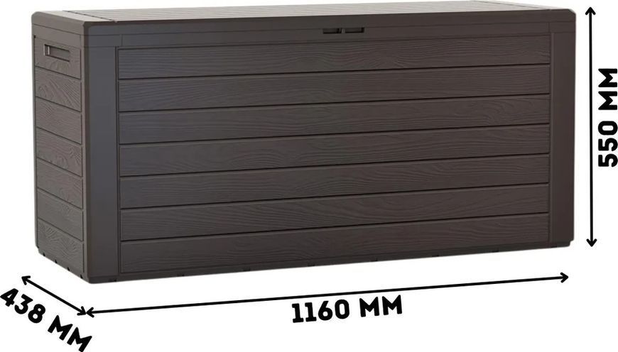 Садовий ящик для зберігання для тераси Woodebox 280 л, коричневий Prosperplast MBWL280-440U фото